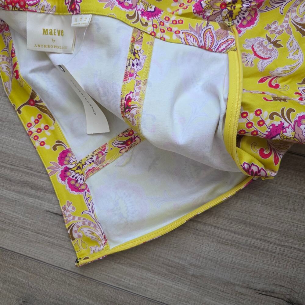 Anthropologie Maeve Paisley Yellow High Waist Slit Skirt Only Women Sz 10 NWT - Picture 12 of 13